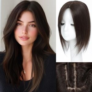 14" Hair Toppers for Women Real Human‎ Hair, 360° 3D Dark Brown